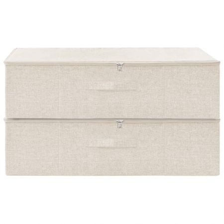 Storage Boxes 2 pcs Fabric 70x40x18 cm Cream