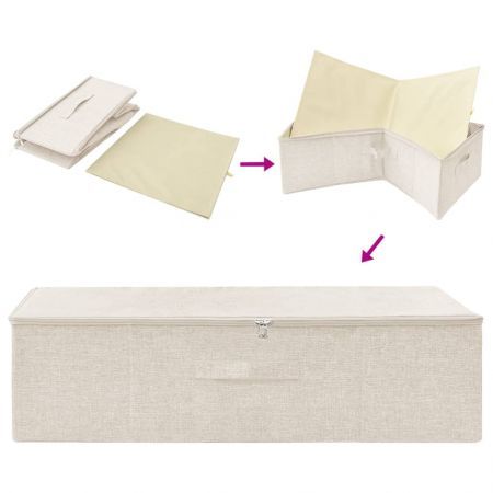 Storage Boxes 2 pcs Fabric 70x40x18 cm Cream