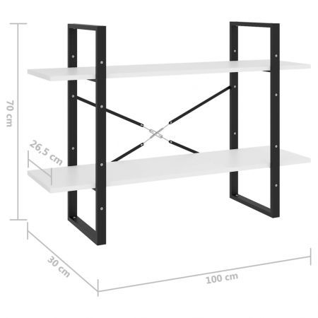 2-Tier Book Cabinet White 100x30x70 cm Engineered Wood