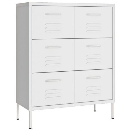 Drawer Cabinet White 80x35x101.5 cm Steel