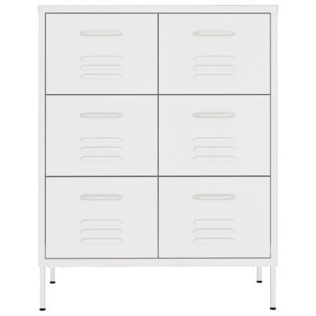 Drawer Cabinet White 80x35x101.5 cm Steel