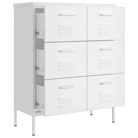 Drawer Cabinet White 80x35x101.5 cm Steel