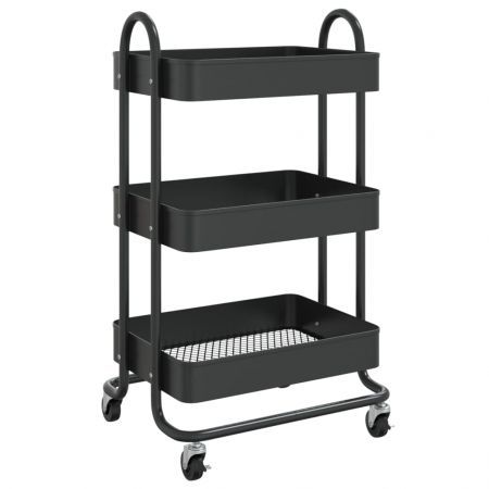 3-Tier Trolley Black 43x34x79 cm Steel