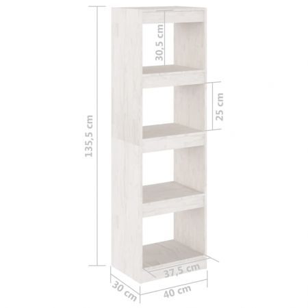 Book Cabinet Room Divider White 40x30x135.5 cm Pinewood