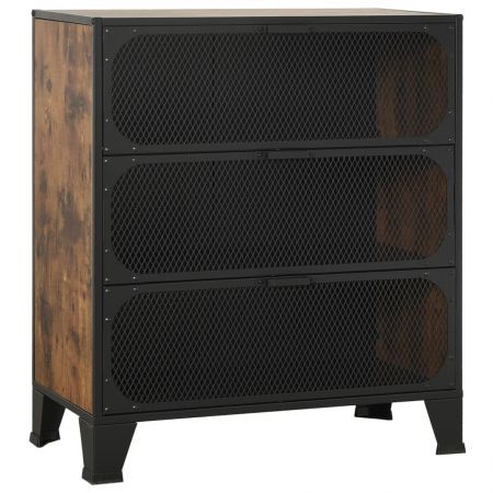 Storage Cabinet Rustic Brown 72x36x82 cm Metal and MDF