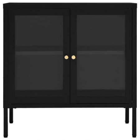 Sideboard Black 70x35x70 cm Steel and Glass