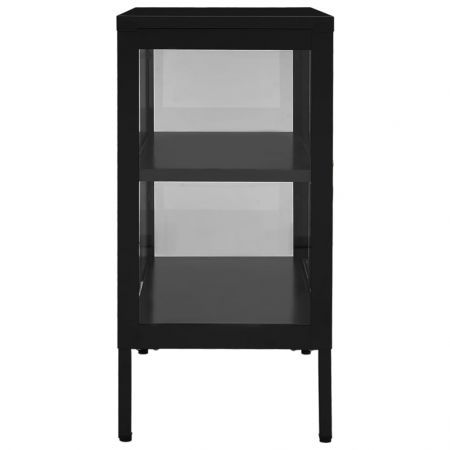 Sideboard Black 70x35x70 cm Steel and Glass