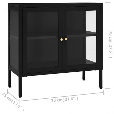 Sideboard Black 70x35x70 cm Steel and Glass