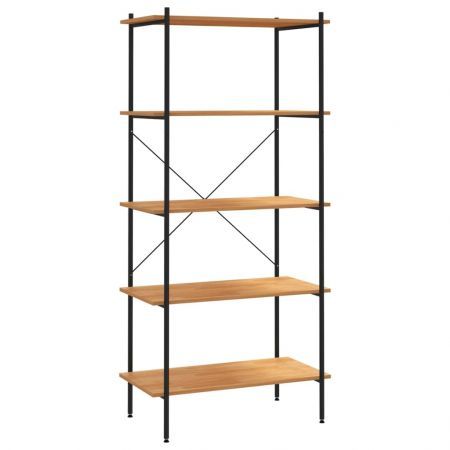 5-Tier Shelving Unit Black and Oak 80x40x163 cm