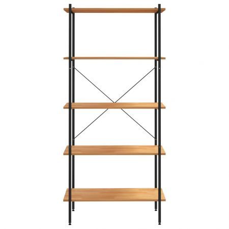 5-Tier Shelving Unit Black and Oak 80x40x163 cm