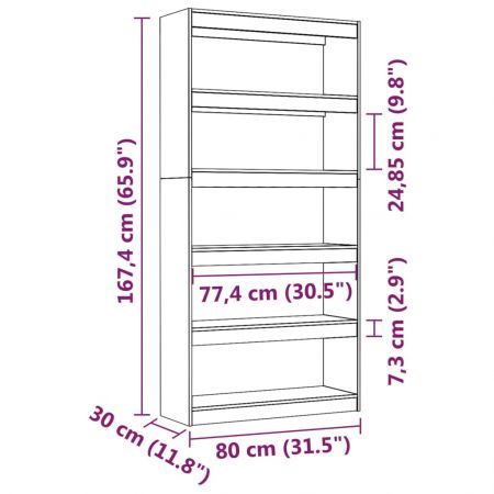 Book Cabinet/Room Divider Grey 80x30x167.4 cm Solid Wood Pine