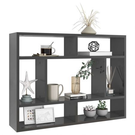 Wall Shelf High Gloss Grey 75x16x55 cm Engineered Wood