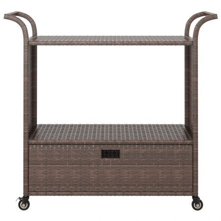 Bar Cart with Drawer Brown 100x45x97 cm Poly Rattan