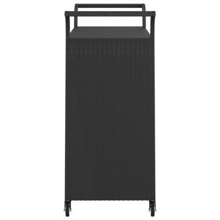 Bar Cart with Drawer Black 100x45x97 cm Poly Rattan