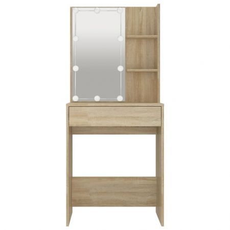 Dressing Table with LED Sonoma Oak 60x40x140 cm