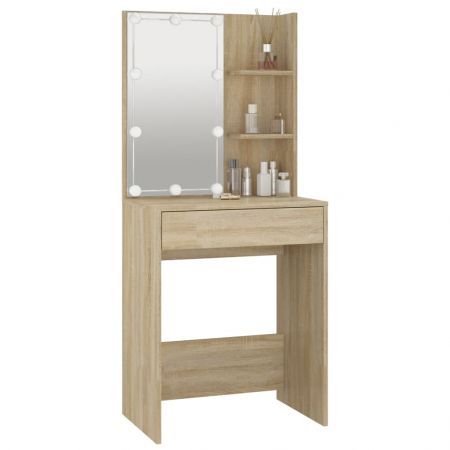 Dressing Table with LED Sonoma Oak 60x40x140 cm