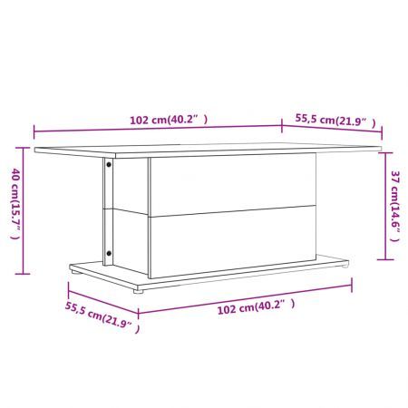 Coffee Table Black 102x55.5x40 cm Engineered Wood