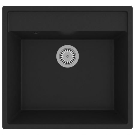 Kitchen Sink with Overflow Hole Black Granite