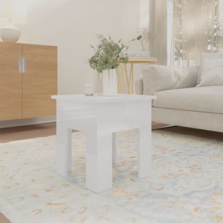 Coffee Table High Gloss White 40x40x42 cm Engineered Wood