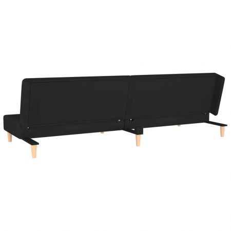 2-Seater Sofa Bed with Two Pillows Black Fabric