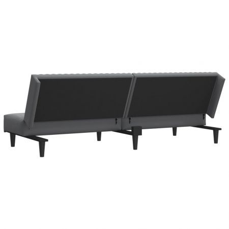 2-Seater Sofa Bed Dark Grey Velvet