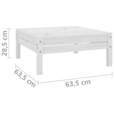 Garden Footstool White Solid Pinewood