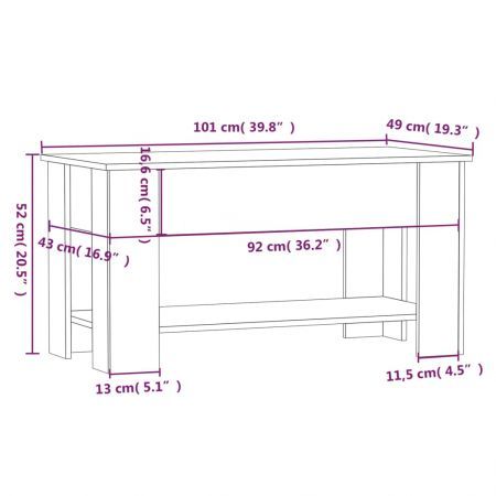 Coffee Table White 101x49x52 cm Engineered Wood