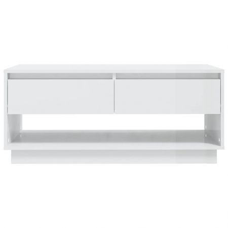 Coffee Table High Gloss White 102.5x55x44 cm Engineered Wood