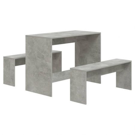 3 Piece Dining Set Concrete Grey Engineered Wood