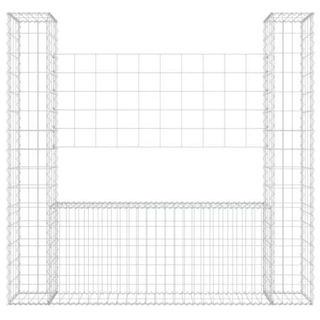 U-shape Gabion Basket with 2 Posts Iron 140x20x150 cm