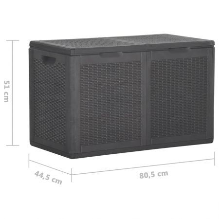 Garden Storage Box 180L Black PP Rattan