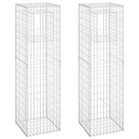 Gabion Basket Posts 2 pcs 50x50x180 cm Iron