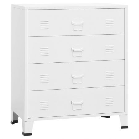 Industrial Drawer Cabinet White 78x40x93 cm Metal