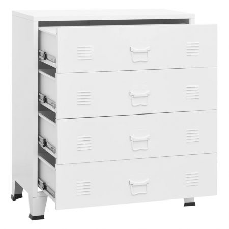 Industrial Drawer Cabinet White 78x40x93 cm Metal