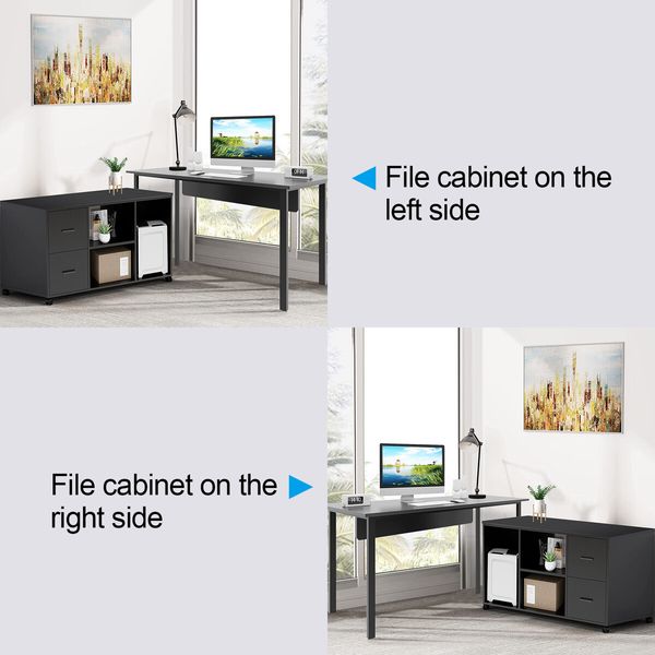 Computer Office Desk Study Bookcase Black Writing Study Laptop Table Bookshelf Workstation Storage Shelves Detachable Cabinet