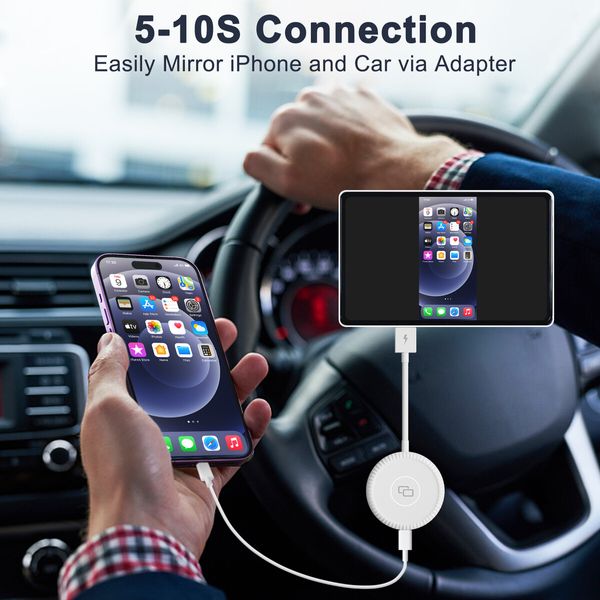 CarPlay Mirror Adapter,Compatible with Factory Wired CarPlay Cars Model from 2015+,Screen Mirroring Support Watch YouTube,TV News,Photos,Navigation and HD Videos Wired Apple CarPlay Product (White)