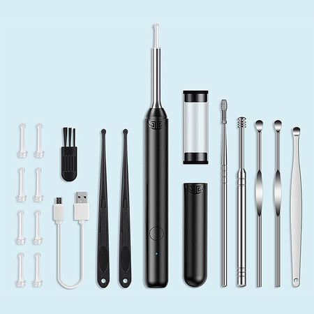 Ear Wax Removal, Ear Cleaner with Camera, Ear Wax Removal Tool Kit with Light, 1080P Ear Cleaning Kit, Ear Cleaning Kit for iPhone iPad Android Phones