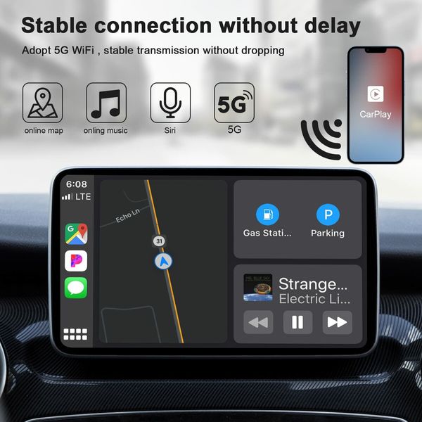 CarPlay Wireless Adapter for Factory Wired CarPlay 2023 Upgrade Plug & Play Dongle Converts Wired to Wireless Fast and Easy Use Fit for Cars from 2016 & iPhone iOS 10+ (White)