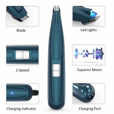 Dog Grooming Cordless Pet Hair Clipper with Scissors Comb Cleaning Brush and USB Cable Silent Rechargeable Shaving Tool for Dogs Cat Hair