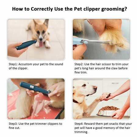 Dog Grooming Cordless Pet Hair Clipper with Scissors Comb Cleaning Brush and USB Cable Silent Rechargeable Shaving Tool for Dogs Cat Hair