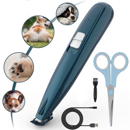 Dog Grooming Cordless Pet Hair Clipper with Scissors Comb Cleaning Brush and USB Cable Silent Rechargeable Shaving Tool for Dogs Cat Hair