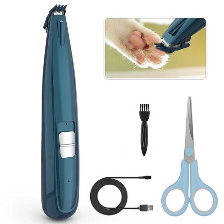 Dog Grooming Cordless Pet Hair Clipper with Scissors Comb Cleaning Brush and USB Cable Silent Rechargeable Shaving Tool for Dogs Cat Hair