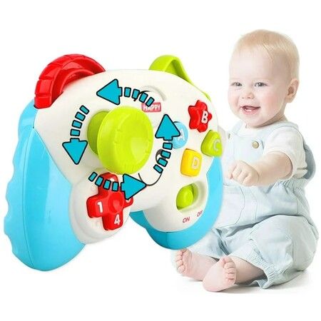 Electric Baby Game Controller Toy, Multifunctional Electric Baby Game Controller Toy Light Music Learning Educational Toys Baby Gift,Blue