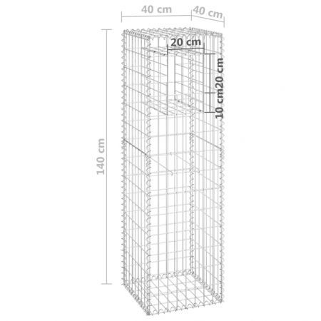 Gabion Basket Posts 2 pcs 40x40x140 cm Iron