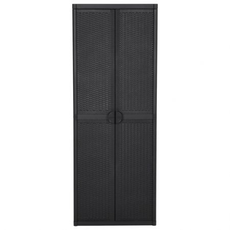 Garden Storage Cabinet Black 65x45x172 cm PP Rattan