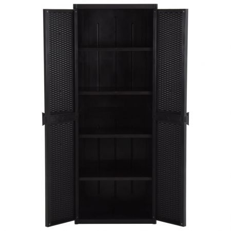 Garden Storage Cabinet Black 65x45x172 cm PP Rattan