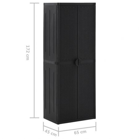 Garden Storage Cabinet Black 65x45x172 cm PP Rattan