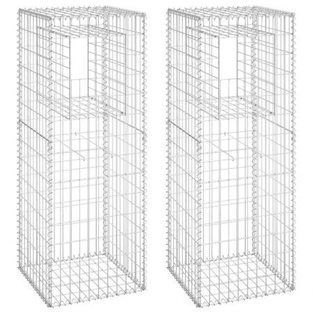 Gabion Basket Posts 2 pcs 50x50x140 cm Iron