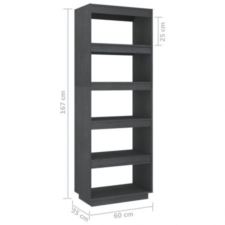 Book Cabinet/Room Divider Grey 60x35x167 cm Solid Pinewood