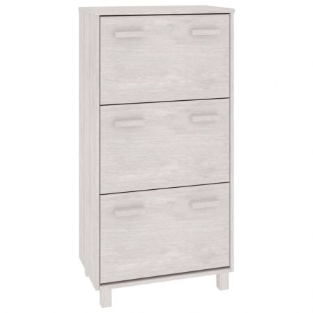 Shoe Cabinet "HAMAR" White 59.5x35x117 cm Solid Wood Pine